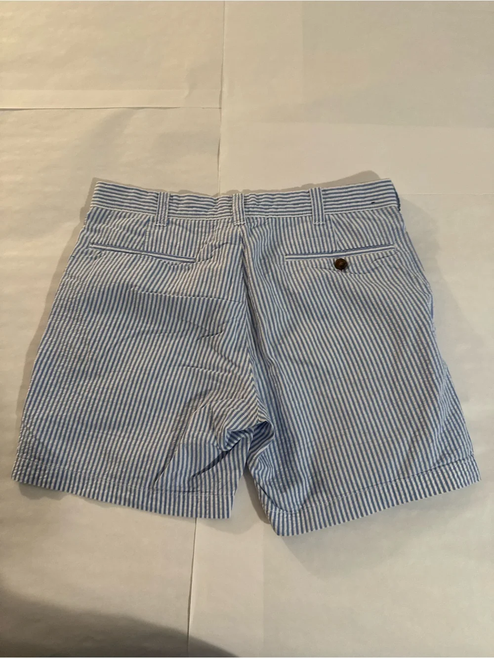 J. Crew Men's Blue & White Striped Seersucker Flat Front Shorts
